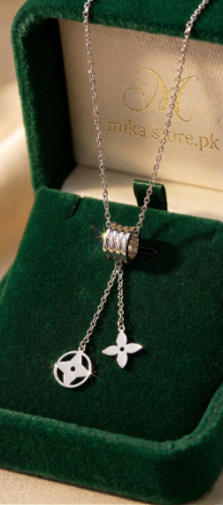 Silver Harmony | Geometric Charm Tassel Necklace