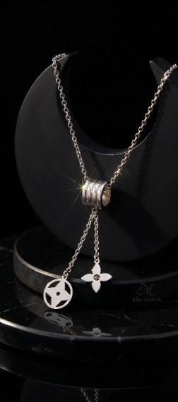 Silver Harmony | Geometric Charm Tassel Necklace