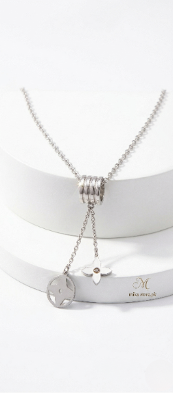 Silver Harmony | Geometric Charm Tassel Necklace