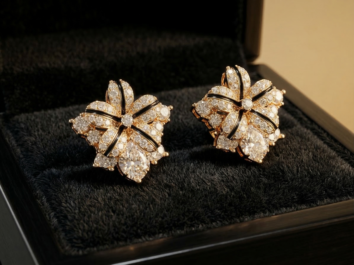 The Imperial Gold & Crystal Floral Studs