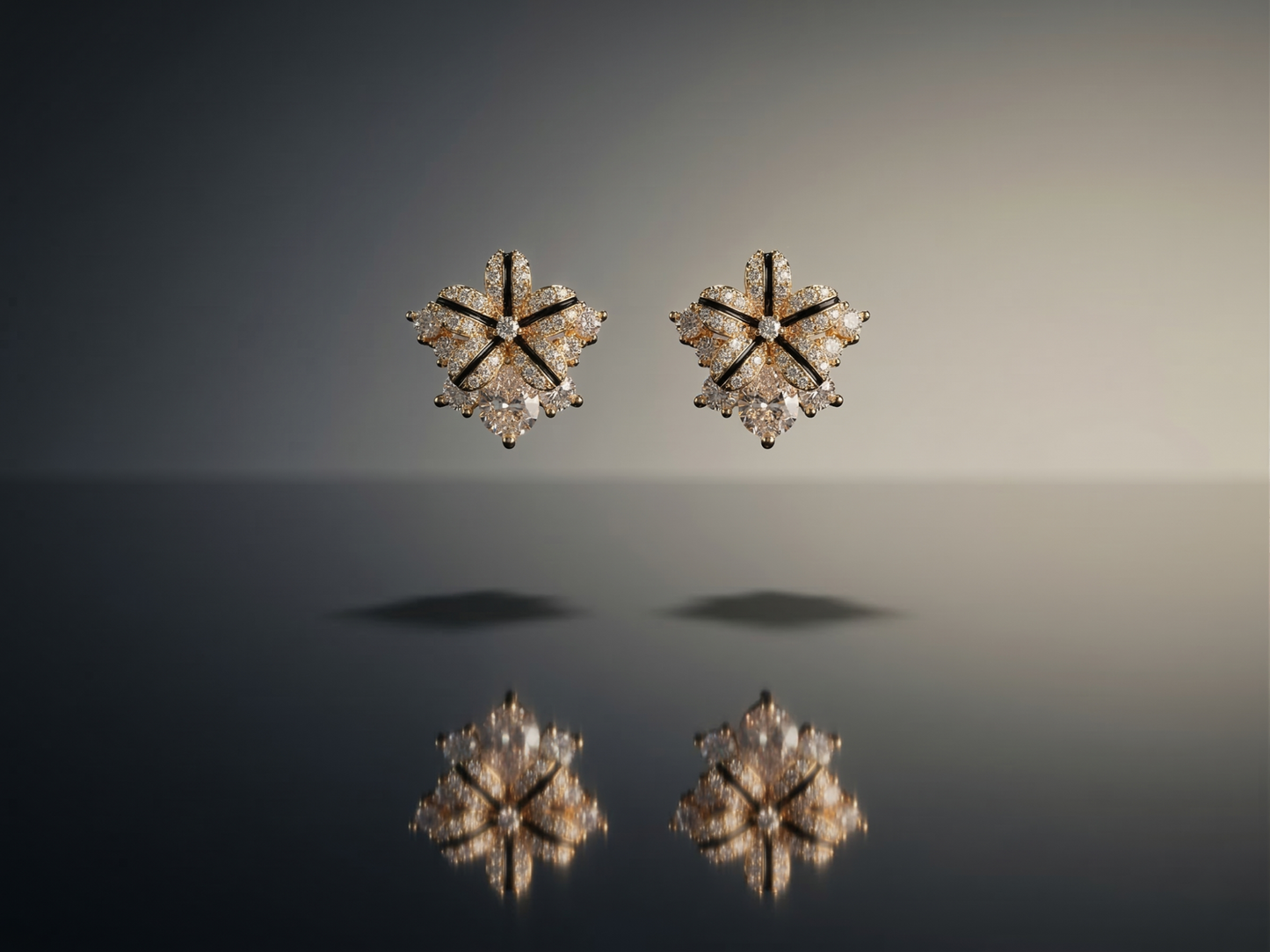 The Imperial Gold & Crystal Floral Studs
