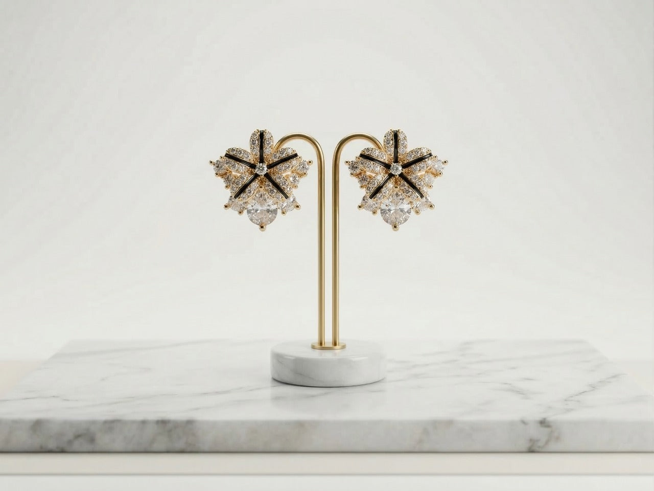 The Imperial Gold & Crystal Floral Studs