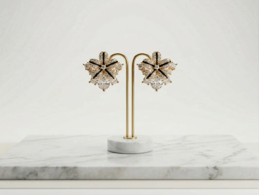 The Imperial Gold & Crystal Floral Studs